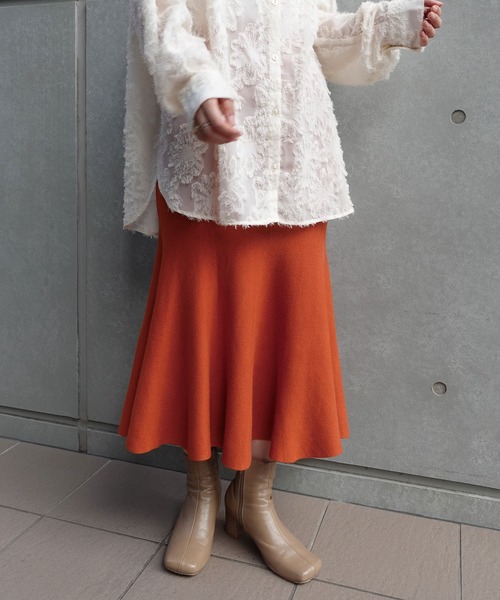 CORNERS（コーナーズ）の「ニットマーメイドスカート（スカート・レディース・ブラック/ベージュ/ブラウン/グレー/ライトグリーン/アイボリー/グリーン/オレンジ・M/L）」の8枚目の写真