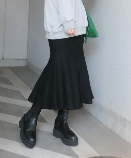 CORNERS（コーナーズ）の「ニットマーメイドスカート（スカート・レディース・ブラック/ベージュ/ブラウン/グレー/ライトグリーン/アイボリー/グリーン/オレンジ・M/L）」の12枚目の写真
