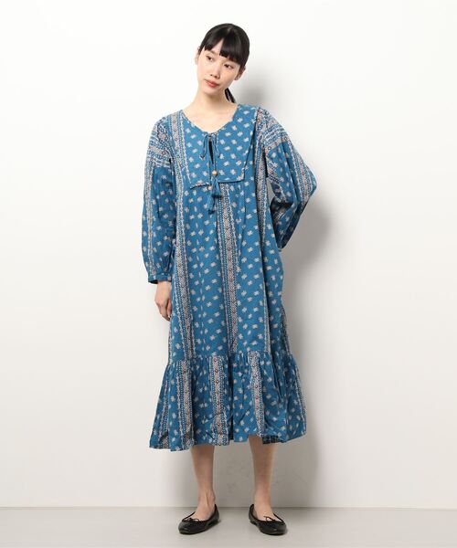 チャイハネ(チャイハネ)の「【チャイハネ】バンダナ柄ティアードワンピース(ワンピース・レディース・ベージュ/ブルー/オレンジ・FREE)」の15枚目の写真