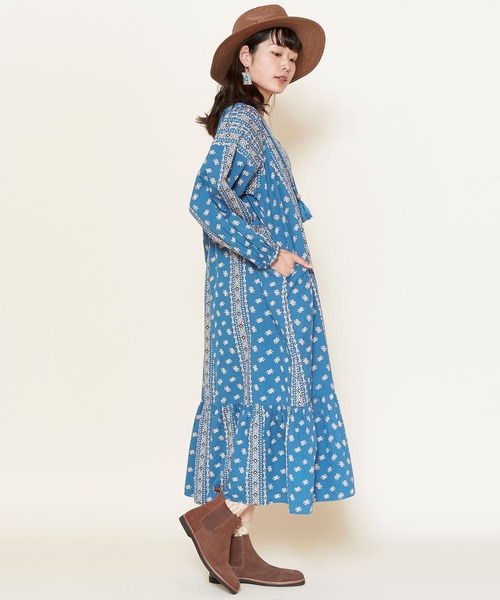 チャイハネ(チャイハネ)の「【チャイハネ】バンダナ柄ティアードワンピース(ワンピース・レディース・ベージュ/ブルー/オレンジ・FREE)」の16枚目の写真