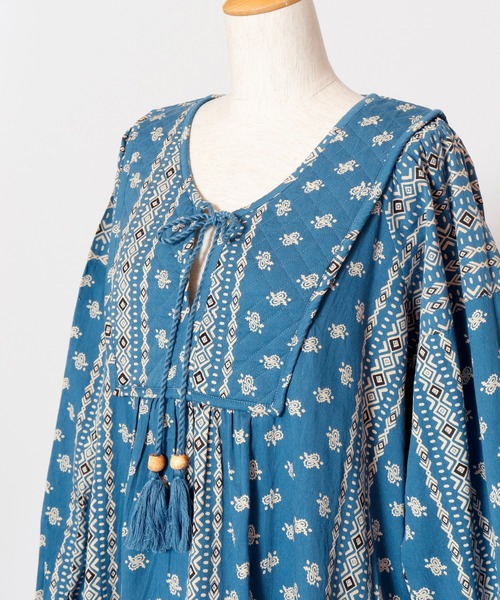 チャイハネ(チャイハネ)の「【チャイハネ】バンダナ柄ティアードワンピース(ワンピース・レディース・ベージュ/ブルー/オレンジ・FREE)」の18枚目の写真