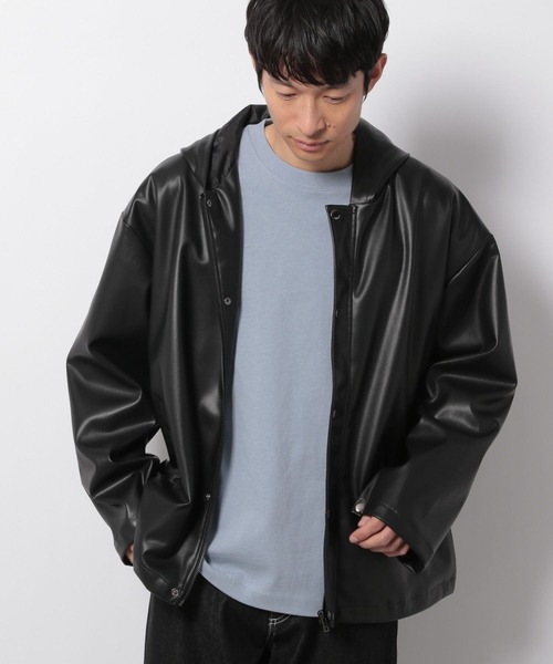 LAKOLE（ラコレ）の「フェイクレザーフードブルゾン / 261231