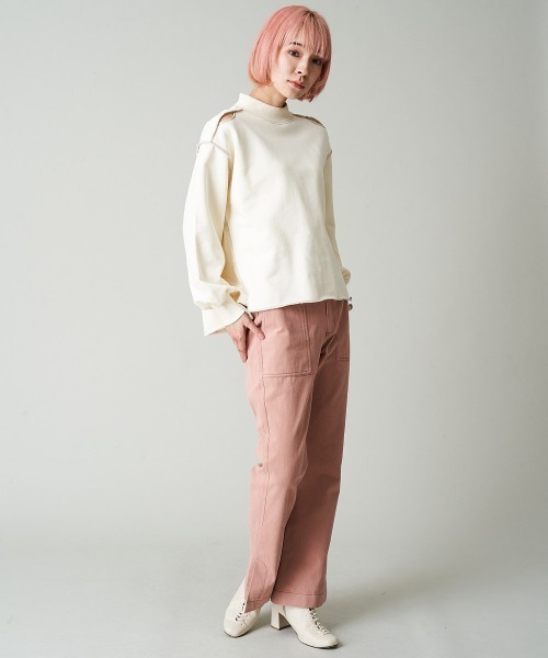 A de a.v.v（アードアー・ヴェ・ヴェ）の「(SET UP対応) デニムライクカラーフレアパンツ（デニムパンツ・レディース・アイボリー/ピンク/グリーン・36/38）」の8枚目の写真