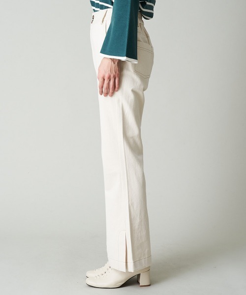 A de a.v.v（アードアー・ヴェ・ヴェ）の「(SET UP対応) デニムライクカラーフレアパンツ（デニムパンツ・レディース・アイボリー/ピンク/グリーン・36/38）」の10枚目の写真