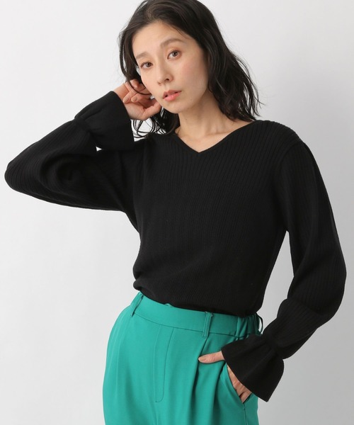 LEPSIM（レプシィム）の「12ゲージキリカエリブニット　259281（ニット/セーター・レディース・ブラック/グレイッシュベージュ/ライトブルー・LARGE/MEDIUM）」の2枚目の写真