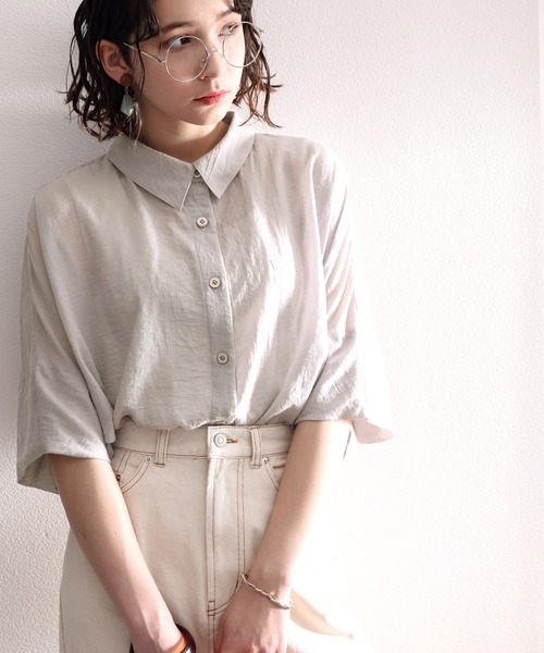 classicalelf(クラシカルエルフ)の「シアーに揺れる。大人のゆったりシアー素材ブラウス(シャツ/ブラウス・レディース・ホワイト/ライトグレー/ブラック/グレイッシュベージュ・MEDIUM/X-LARGE)」の9枚目の写真