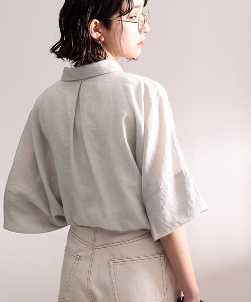 classicalelf(クラシカルエルフ)の「シアーに揺れる。大人のゆったりシアー素材ブラウス(シャツ/ブラウス・レディース・ホワイト/ライトグレー/ブラック/グレイッシュベージュ・MEDIUM/X-LARGE)」の8枚目の写真