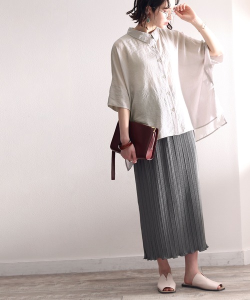 classicalelf(クラシカルエルフ)の「シアーに揺れる。大人のゆったりシアー素材ブラウス(シャツ/ブラウス・レディース・ホワイト/ライトグレー/ブラック/グレイッシュベージュ・MEDIUM/X-LARGE)」の5枚目の写真