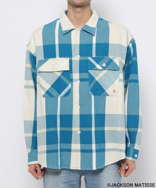 JACKSON MATISSE(ジャクソンマティス)の「【JACKSON MATISSE(ジャクソンマティス)×BAYFLOW】CPOチェックシャツ(シャツ/ブラウス・メンズ・ブルー/ピンク/パープル・MEDIUM/LARGE)」の4枚目の写真
