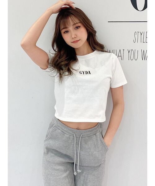 GYDA(ジェイダ)の「TAPE IT GYDA Tシャツ(Tシャツ/カットソー・レディース・チャコールグレー/オフホワイト/ミント・FREE)」の2枚目の写真
