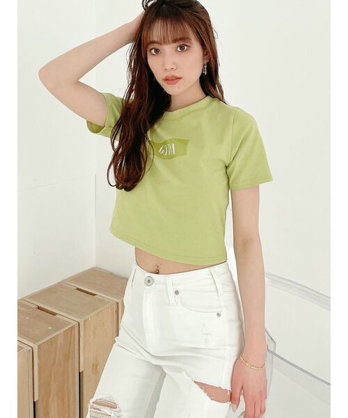 GYDA(ジェイダ)の「TAPE IT GYDA Tシャツ(Tシャツ/カットソー・レディース・チャコールグレー/オフホワイト/ミント・FREE)」の1枚目の写真