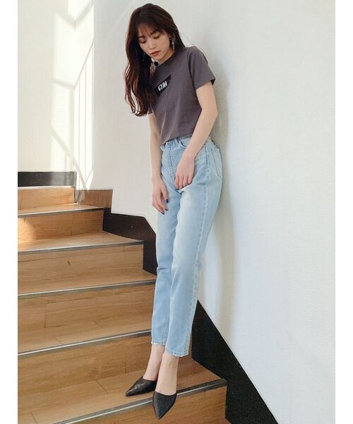 GYDA(ジェイダ)の「TAPE IT GYDA Tシャツ(Tシャツ/カットソー・レディース・チャコールグレー/オフホワイト/ミント・FREE)」の4枚目の写真