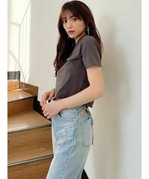 GYDA(ジェイダ)の「TAPE IT GYDA Tシャツ(Tシャツ/カットソー・レディース・チャコールグレー/オフホワイト/ミント・FREE)」の9枚目の写真