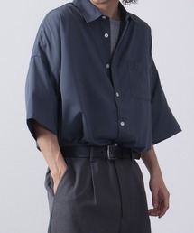 とろみドロップショルダー半袖BIGシャツ