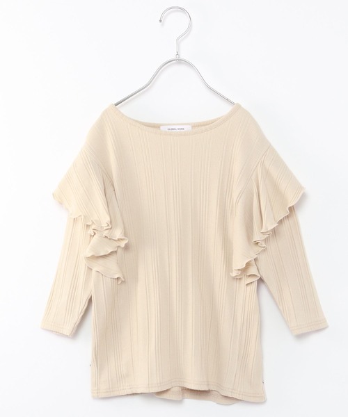 GLOBAL WORK（グローバルワーク）の「キッズ/ヘビロッTEE配色フリル/270461（シャツ/ブラウス・キッズ・ホワイト/ブラック/ライトイエロー・120cm/100cm/110cm/130cm/140cm/160cm/150cm）」の2枚目の写真