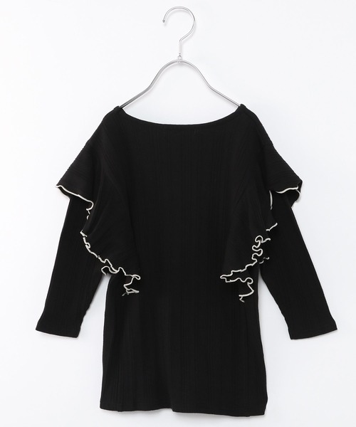 GLOBAL WORK（グローバルワーク）の「キッズ/ヘビロッTEE配色フリル/270461（シャツ/ブラウス・キッズ・ホワイト/ブラック/ライトイエロー・120cm/100cm/110cm/130cm/140cm/160cm/150cm）」の6枚目の写真