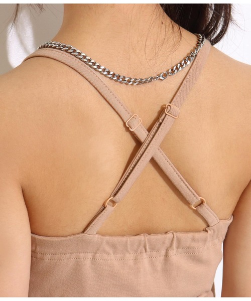 ANAP GｉRL（アナップガール）の「クロスブラトップ（キャミソール・キッズ・ベージュ/ブラック/ホワイト・XS/M/S）」の7枚目の写真