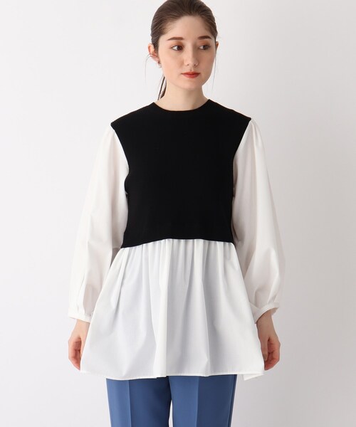 OPAQUE.CLIP（オペークドットクリップ）の「◆【C】ニットベストドッキングプルオーバー（ニット/セーター・レディース・ホワイト系/ブラック/ブルー・34/36/38/40）」の4枚目の写真