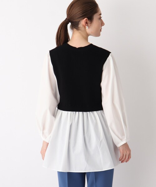 OPAQUE.CLIP（オペークドットクリップ）の「◆【C】ニットベストドッキングプルオーバー（ニット/セーター・レディース・ホワイト系/ブラック/ブルー・34/36/38/40）」の6枚目の写真