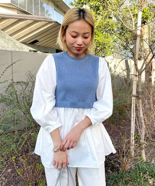 OPAQUE.CLIP（オペークドットクリップ）の「◆【C】ニットベストドッキングプルオーバー（ニット/セーター・レディース・ホワイト系/ブラック/ブルー・34/36/38/40）」の20枚目の写真