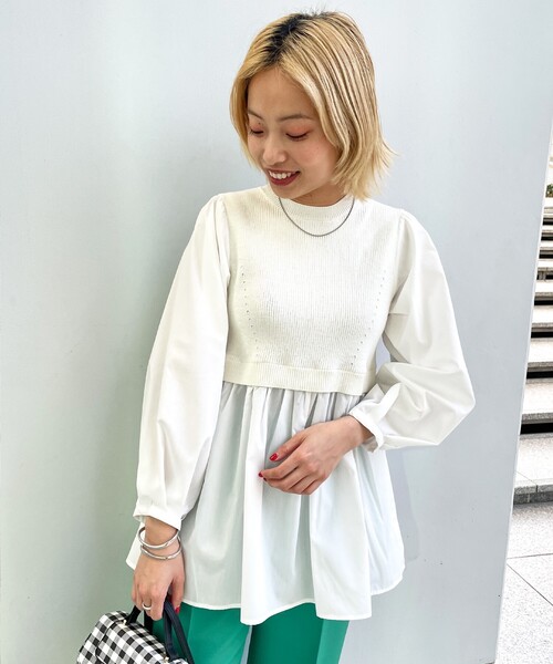 OPAQUE.CLIP（オペークドットクリップ）の「◆【C】ニットベストドッキングプルオーバー（ニット/セーター・レディース・ホワイト系/ブラック/ブルー・34/36/38/40）」の21枚目の写真