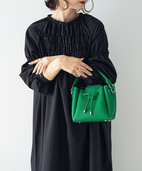 rectangle（レクタングル）の「シャーリングロングワンピース（ワンピース・レディース・ピンク/ブラック/オフホワイト・FREE）」の20枚目の写真