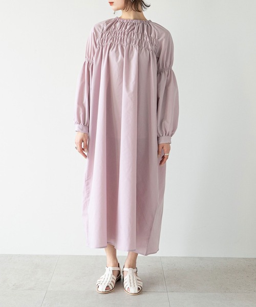 rectangle（レクタングル）の「シャーリングロングワンピース（ワンピース・レディース・ピンク/ブラック/オフホワイト・FREE）」の9枚目の写真