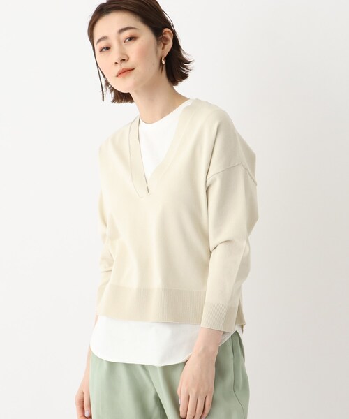 OPAQUE.CLIP（オペークドットクリップ）の「◆【3way】レイヤードVネックニット（その他トップス・レディース・オフホワイト/ブルー/ブラック/レモンイエロー・38/36/42/40）」の2枚目の写真