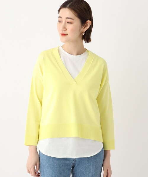 OPAQUE.CLIP（オペークドットクリップ）の「◆【3way】レイヤードVネックニット（その他トップス・レディース・オフホワイト/ブルー/ブラック/レモンイエロー・38/36/42/40）」の5枚目の写真