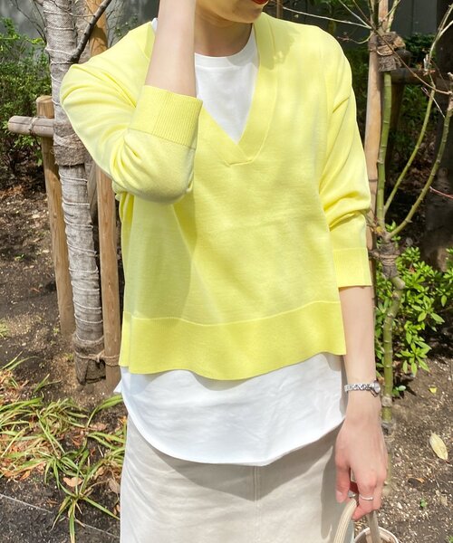 OPAQUE.CLIP（オペークドットクリップ）の「◆【3way】レイヤードVネックニット（その他トップス・レディース・オフホワイト/ブルー/ブラック/レモンイエロー・38/36/42/40）」の4枚目の写真