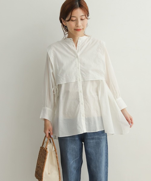 URBAN RESEARCH DOORS（アーバンリサーチドアーズ）の「コットンボイルオーバーヨークブラウス（シャツ/ブラウス・レディース・ブラック/オフホワイト・MEDIUM）」の3枚目の写真