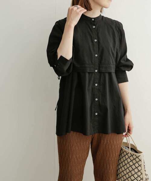 URBAN RESEARCH DOORS（アーバンリサーチドアーズ）の「コットンボイルオーバーヨークブラウス（シャツ/ブラウス・レディース・ブラック/オフホワイト・MEDIUM）」の4枚目の写真