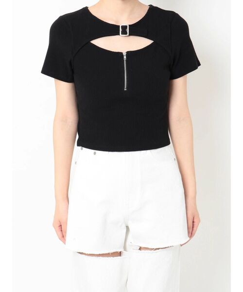 EVRIS（エヴリス）の「バックルデザイントップス（Tシャツ/カットソー・レディース・ホワイト/ブラック/グリーン・FREE）」の15枚目の写真