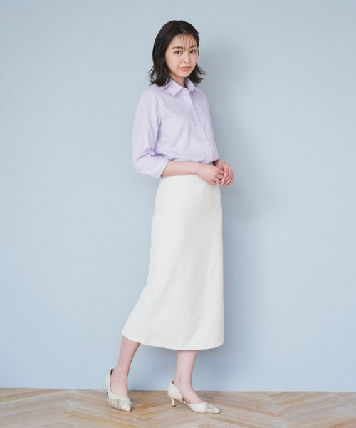 Pitta Re:)（ピッタリ）の「レギュラー衿 やわらかガーゼ 七分袖ビジネスワイシャツ（シャツ/ブラウス・レディース・ラベンダー・S/M/L/LL）」の2枚目の写真