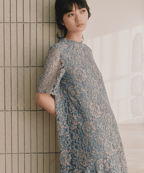 kaene(カエン)の「パイピングレースAラインドレス【結婚式 二次会 同窓会 成人式 パーティードレス】(ドレス・レディース・ネイビー/サックスブルー/ブルー・FREE)」の7枚目の写真