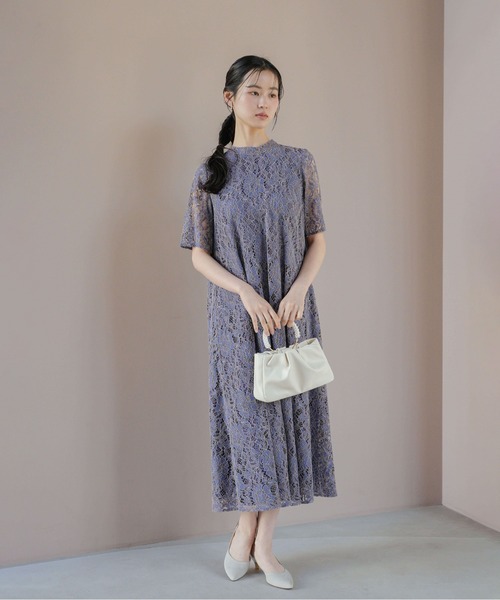 kaene(カエン)の「パイピングレースAラインドレス【結婚式 二次会 同窓会 成人式 パーティードレス】(ドレス・レディース・ネイビー/サックスブルー/ブルー・FREE)」の10枚目の写真