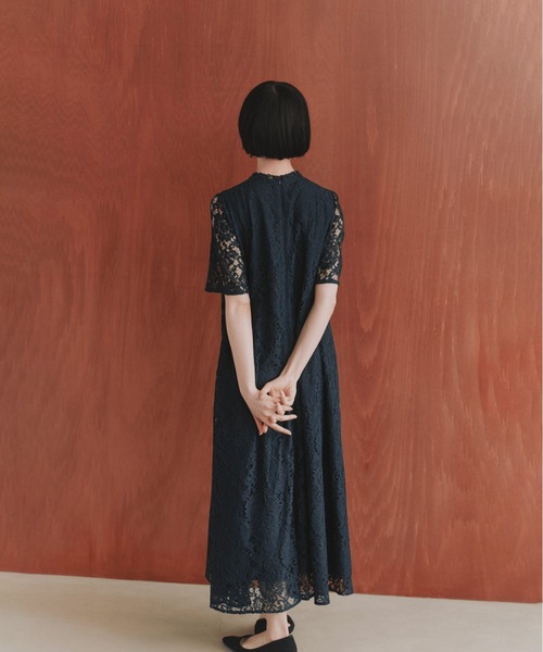 kaene(カエン)の「パイピングレースAラインドレス【結婚式 二次会 同窓会 成人式 パーティードレス】(ドレス・レディース・ネイビー/サックスブルー/ブルー・FREE)」の11枚目の写真