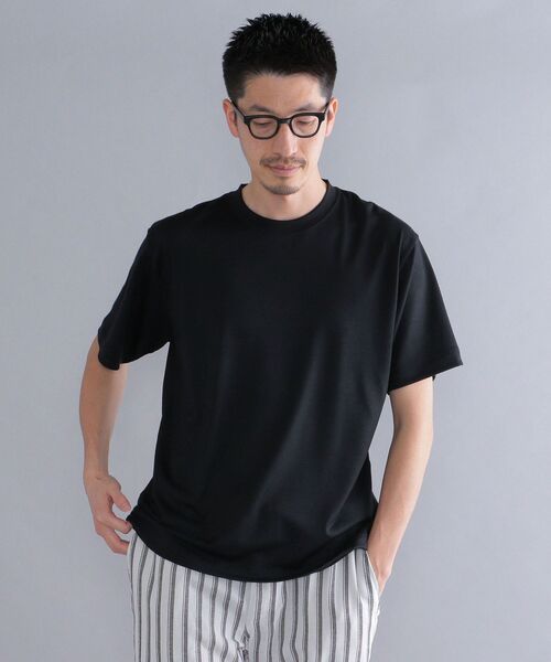 SHIPS（シップス）の「SHIPS:〈ウォッシャブル〉テックウール クルーネック Tシャツ（Tシャツ/カットソー・メンズ・ネイビー/ブラック/グレー・SMALL/LARGE/MEDIUM/X-LARGE）」の2枚目の写真