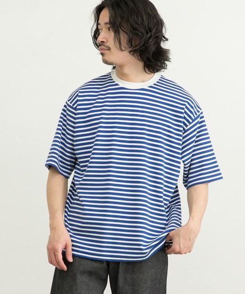URBAN RESEARCH（アーバンリサーチ）の「ストレッチボーダーTシャツ（Tシャツ/カットソー・メンズ・ライトブルー/ブラック/ブルー/グリーン・SMALL/MEDIUM/LARGE/X-LARGE）」の8枚目の写真