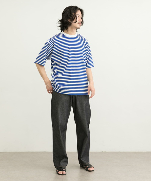 URBAN RESEARCH（アーバンリサーチ）の「ストレッチボーダーTシャツ（Tシャツ/カットソー・メンズ・ライトブルー/ブラック/ブルー/グリーン・SMALL/MEDIUM/LARGE/X-LARGE）」の6枚目の写真