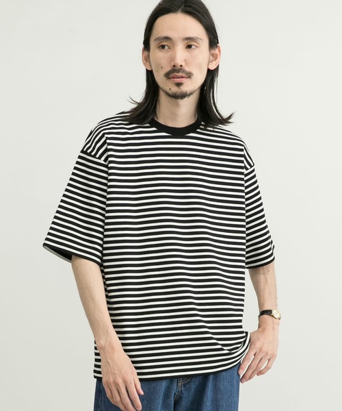URBAN RESEARCH（アーバンリサーチ）の「ストレッチボーダーTシャツ（Tシャツ/カットソー・メンズ・ライトブルー/ブラック/ブルー/グリーン・SMALL/MEDIUM/LARGE/X-LARGE）」の12枚目の写真