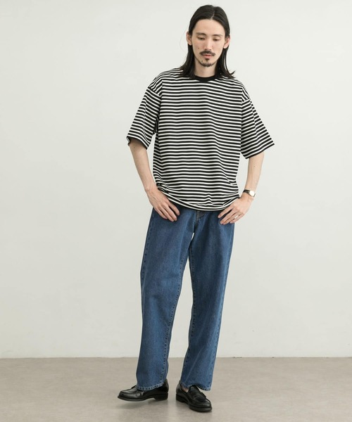 URBAN RESEARCH（アーバンリサーチ）の「ストレッチボーダーTシャツ（Tシャツ/カットソー・メンズ・ライトブルー/ブラック/ブルー/グリーン・SMALL/MEDIUM/LARGE/X-LARGE）」の13枚目の写真