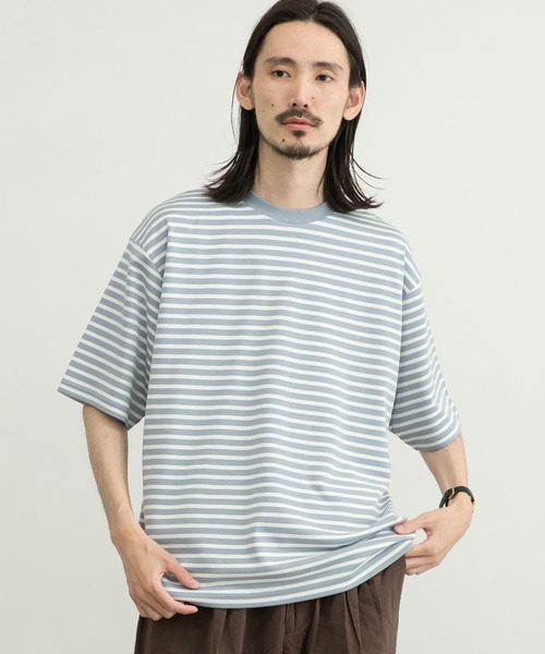 URBAN RESEARCH（アーバンリサーチ）の「ストレッチボーダーTシャツ（Tシャツ/カットソー・メンズ・ライトブルー/ブラック/ブルー/グリーン・SMALL/MEDIUM/LARGE/X-LARGE）」の15枚目の写真