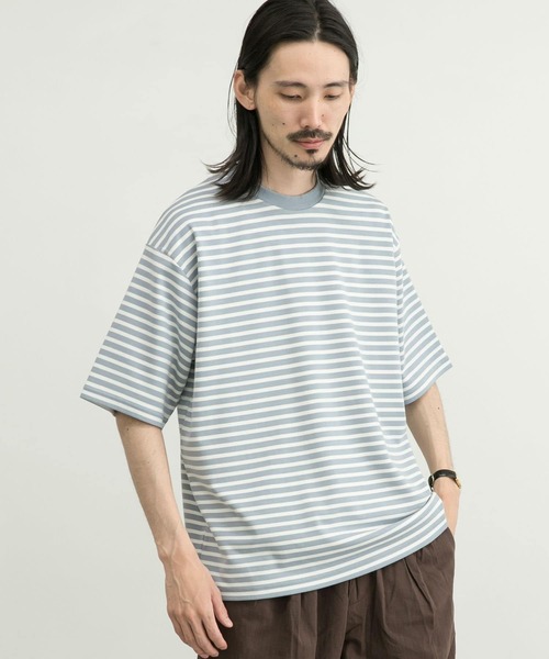 URBAN RESEARCH（アーバンリサーチ）の「ストレッチボーダーTシャツ（Tシャツ/カットソー・メンズ・ライトブルー/ブラック/ブルー/グリーン・SMALL/MEDIUM/LARGE/X-LARGE）」の16枚目の写真