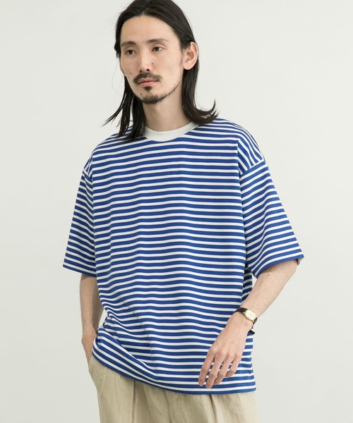 URBAN RESEARCH（アーバンリサーチ）の「ストレッチボーダーTシャツ（Tシャツ/カットソー・メンズ・ライトブルー/ブラック/ブルー/グリーン・SMALL/MEDIUM/LARGE/X-LARGE）」の20枚目の写真