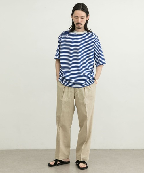 URBAN RESEARCH（アーバンリサーチ）の「ストレッチボーダーTシャツ（Tシャツ/カットソー・メンズ・ライトブルー/ブラック/ブルー/グリーン・SMALL/MEDIUM/LARGE/X-LARGE）」の22枚目の写真