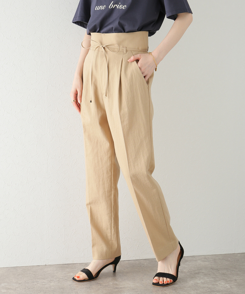 新品　La TOTALITE C/Nツイルリボンツキタックパンツ　ハイウエスト 新品 La TOTALITE C/Nツイルリボンツキタックパンツ ハイ