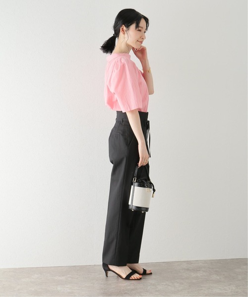 新品　La TOTALITE C/Nツイルリボンツキタックパンツ　ハイウエスト 新品 La TOTALITE C/Nツイルリボンツキタックパンツ ハイ