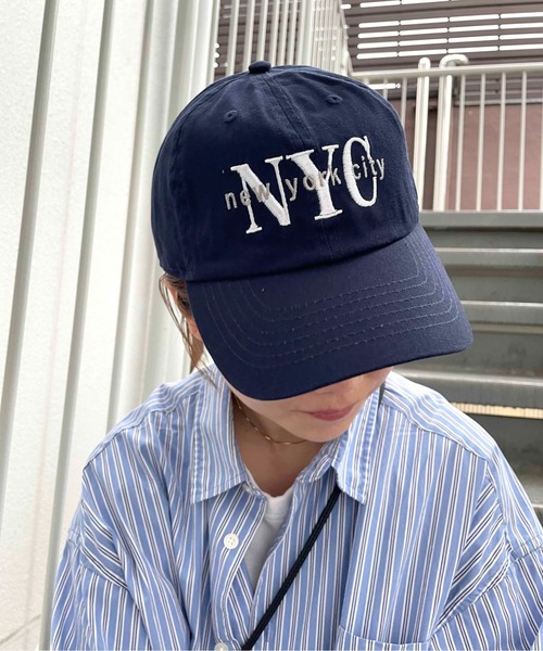 newhattan(ニューハッタン)の「【newhattan/ニューハッタン】NYC刺繍ロゴ ベースボールキャップ(キャップ・メンズ・ネイビー/パープル/グリーン/オフホワイト/オレンジ/チャコールグレー/ブラック・フリ-)」の6枚目の写真