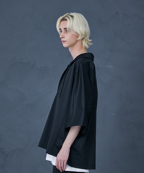 PUBLIC TOKYO（パブリックトウキョウ）の「スキッパースタンドプルオｰバー（シャツ/ブラウス・メンズ・ブラック/カーキ・FREE）」の15枚目の写真